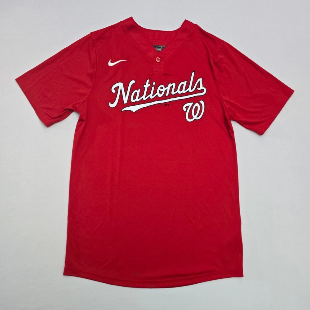 Nike Washington Nationals MLB Red Jersey Mens Small Short Sleeve Button Neck